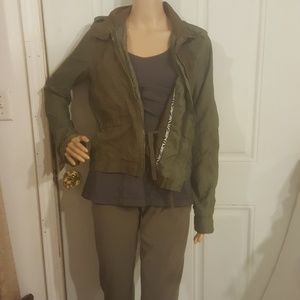 Lucky brand zippy utility coat w/ drawstring waist